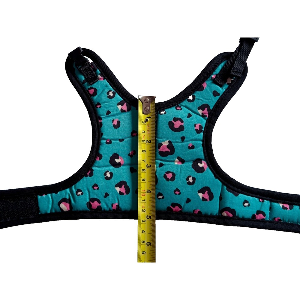 XXS Adjustable Cat Harness Teal Leopard Soft Mesh Kitten Walking Vest - Picture 11 of 12